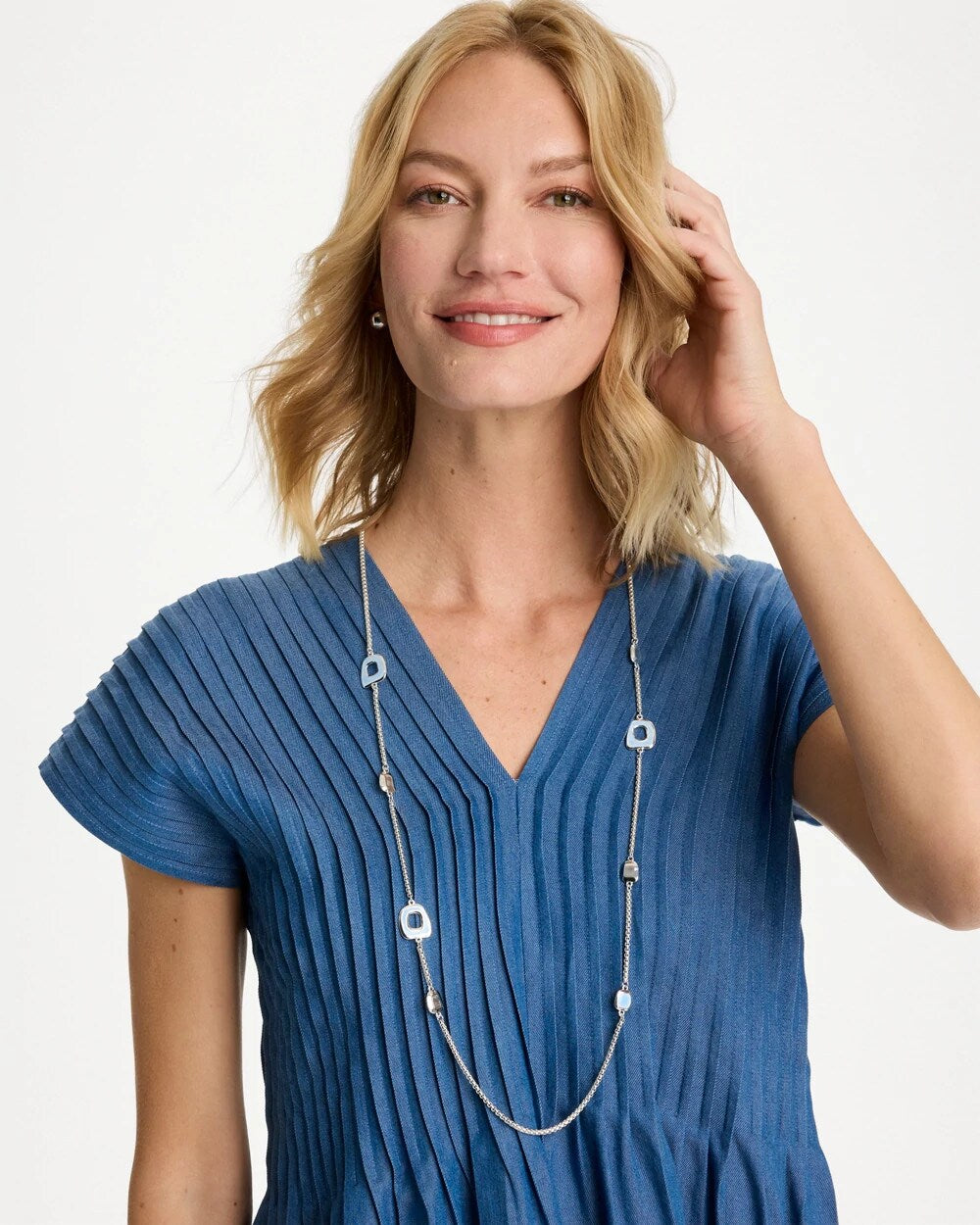 Chico's Online Blue Sea Glass Inspired Charm Necklace