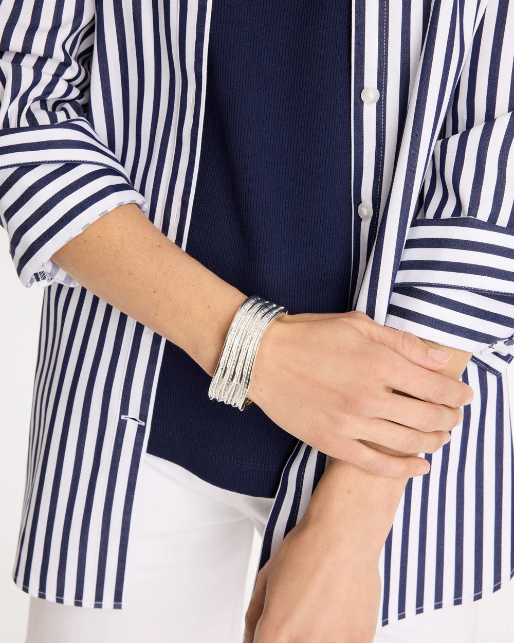 Chico's Outlet Silver Silvertone Cuff Bracelet