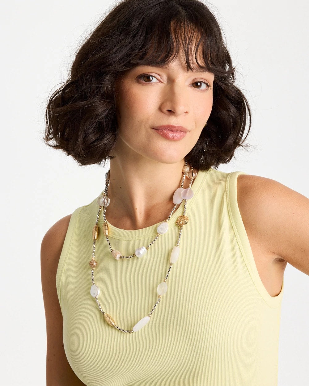 Chico's On Sale Neutral Neutral Shell Long Necklace
