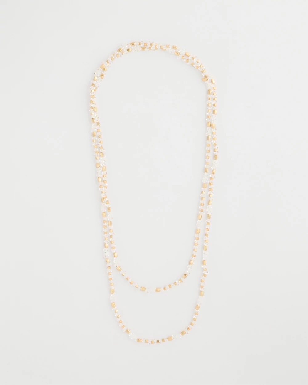 Chico's Outlet White/Gold Sea Foam Long Single-Strand Necklace