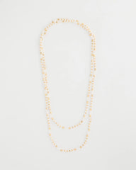 Chico's Outlet White/Gold Sea Foam Long Single-Strand Necklace