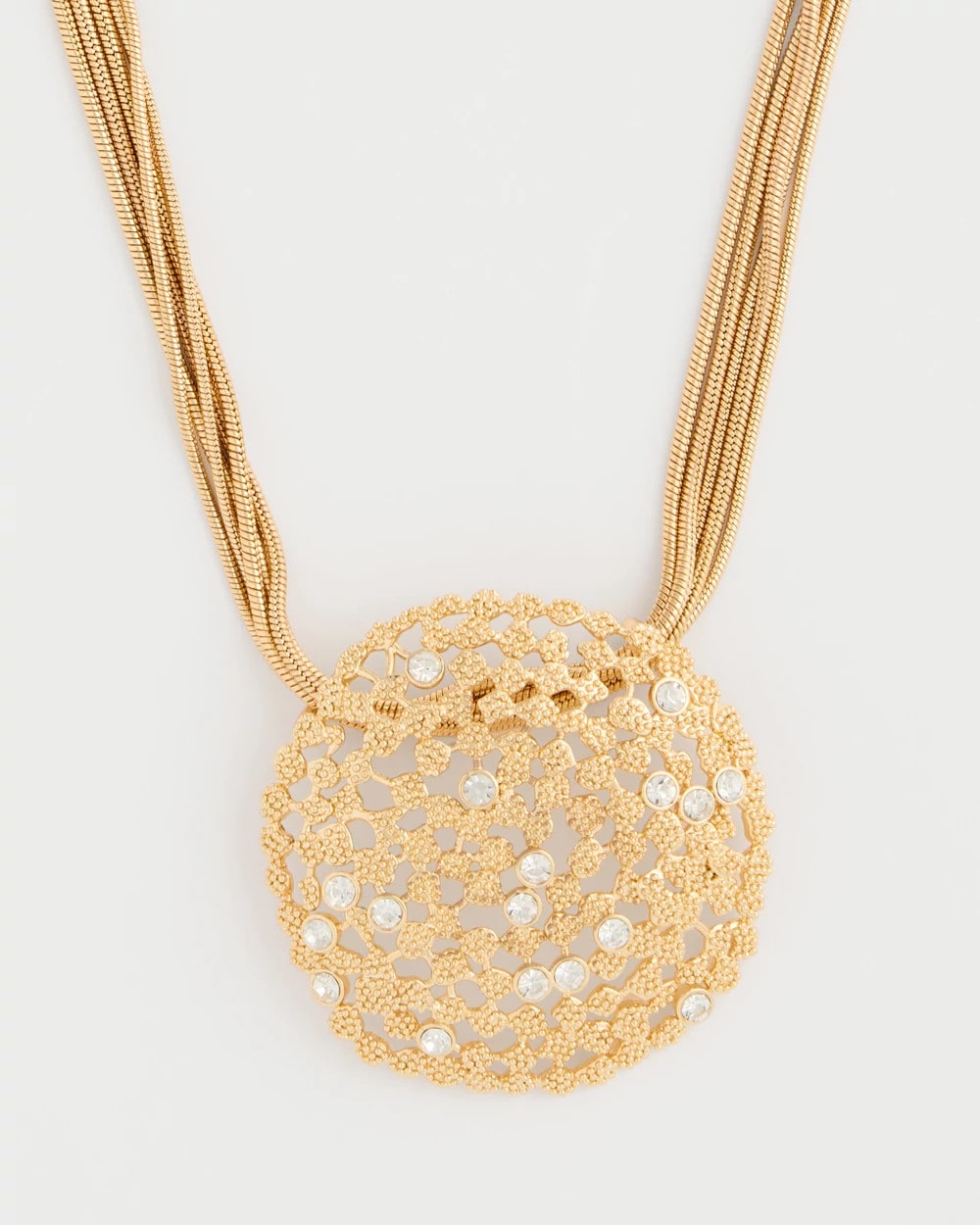 Chico's On Sale Gold Sea Foam Medallion Pendant Necklace