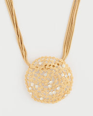 Chico's On Sale Gold Sea Foam Medallion Pendant Necklace