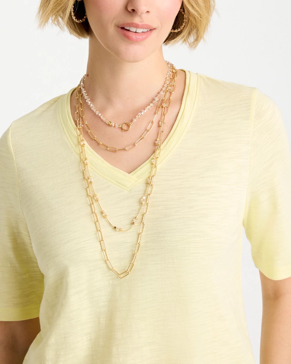 Chico's Online Gold Sea Foam Multi-Strand Convertible Necklace