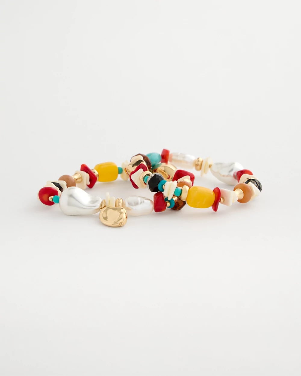 Chico's Discount Multi Set of Two Pearl Beaded Stretch Bracelets