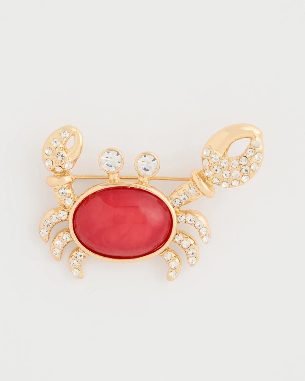 Chico's Discount Red Americana Faux Diamond Crab Brooch