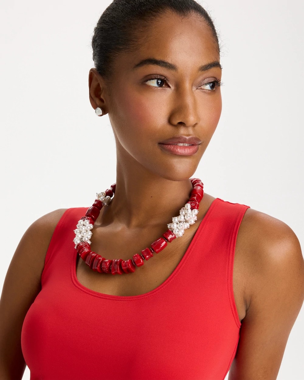 Chico's Sale Red Red Resin Pearlescent Short Necklace