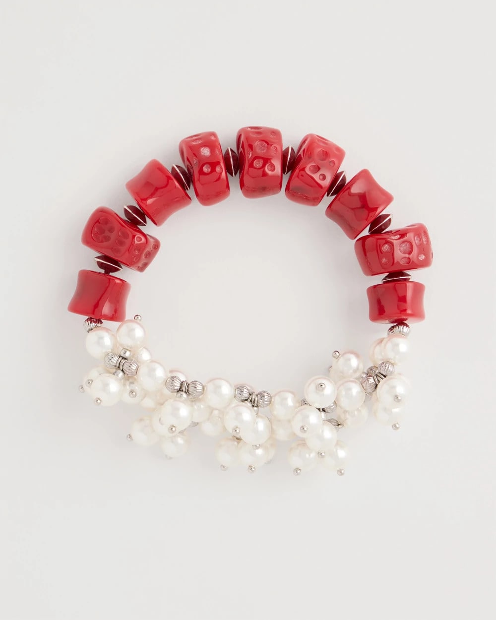 Chico's Outlet Red Red Resin Pearlescent Stretch Bracelet