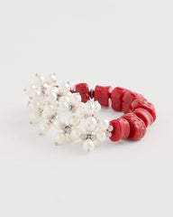 Chico's Outlet Red Red Resin Pearlescent Stretch Bracelet