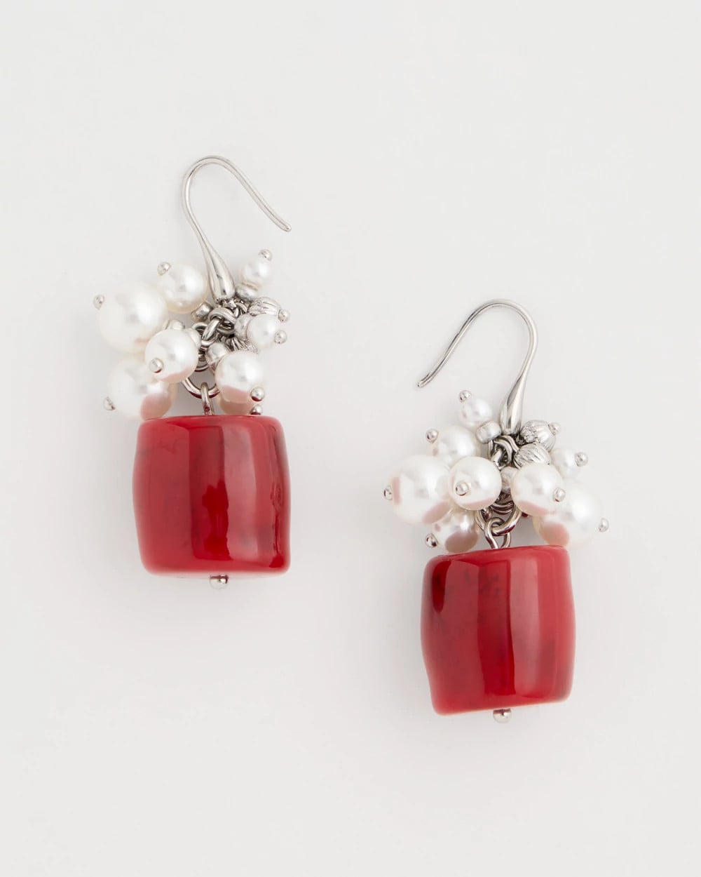 Chico's On Sale Red Red Resin Pearlescent Earrings