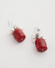 Chico's On Sale Red Red Resin Pearlescent Earrings
