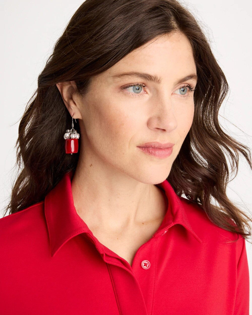Chico's On Sale Red Red Resin Pearlescent Earrings