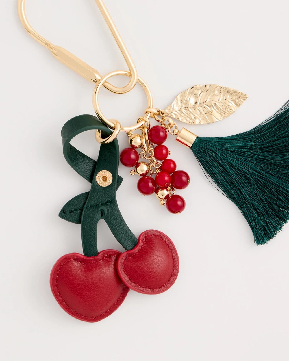 Chico's Online Red Faux Leather Cherry Bag Charm Key Chain