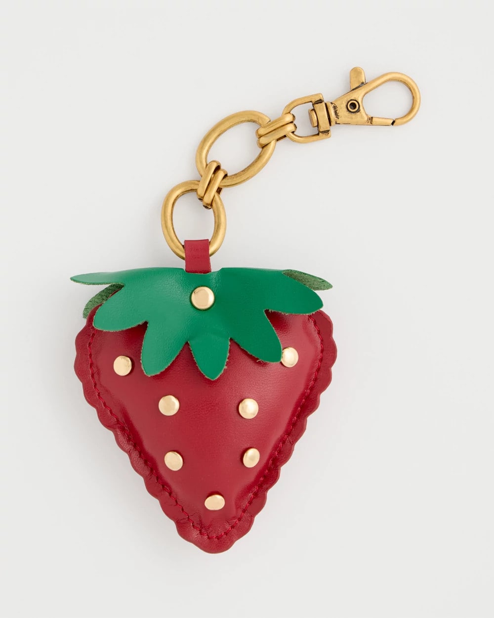 Chico's Sale Red Faux Leather Strawberry Bag Charm Key Chain