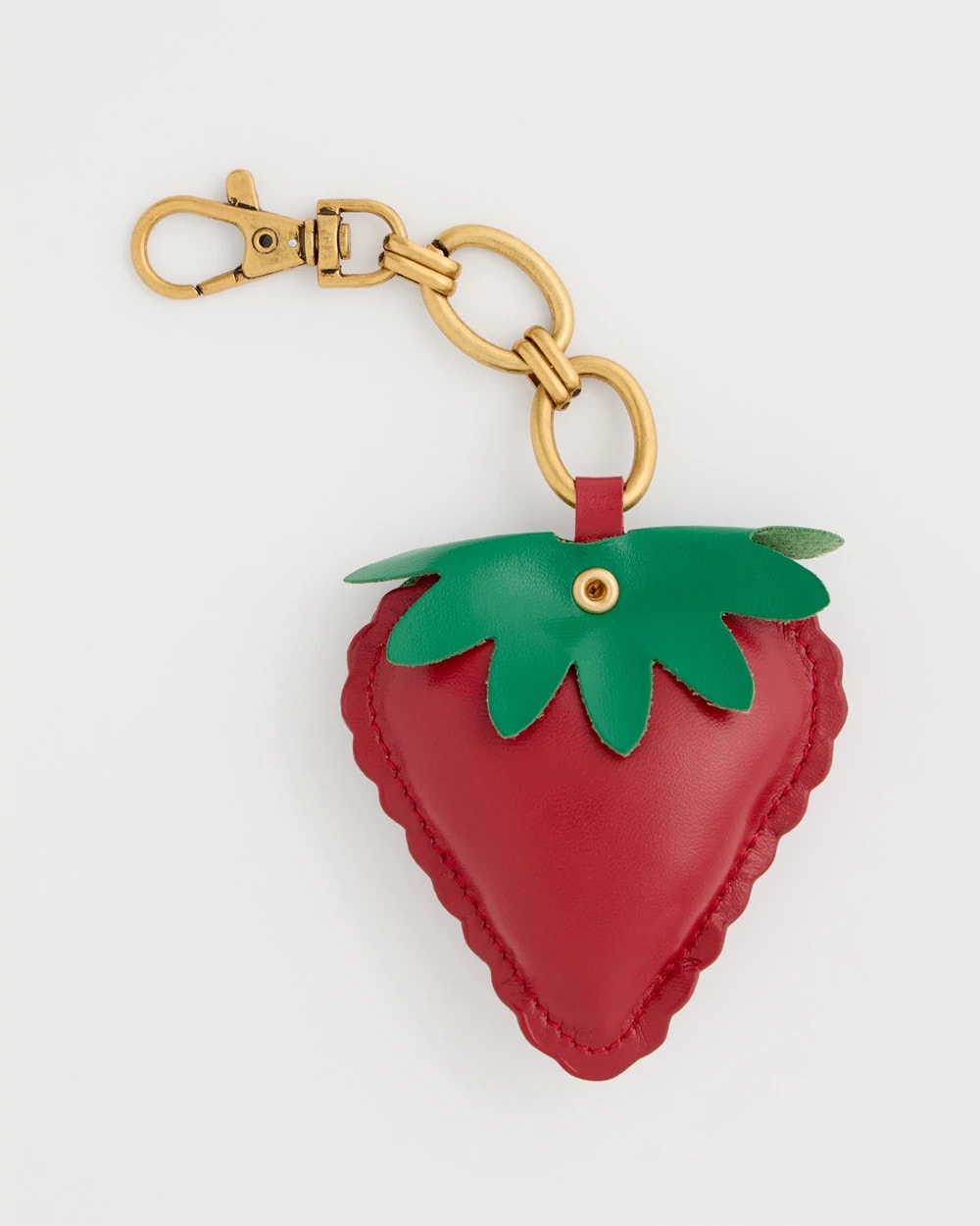Chico's Sale Red Faux Leather Strawberry Bag Charm Key Chain