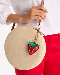 Chico's Sale Red Faux Leather Strawberry Bag Charm Key Chain