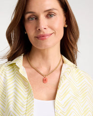 Chico's Outlet Coral Coral Agate Short Pendant Necklace