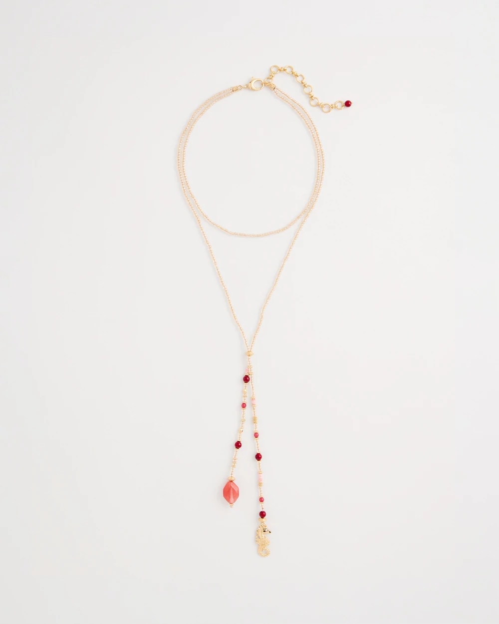 Chico's On Sale Coral Coral Genuine Stone Y-Pendant Necklace