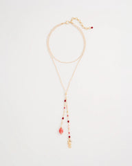 Chico's On Sale Coral Coral Genuine Stone Y-Pendant Necklace