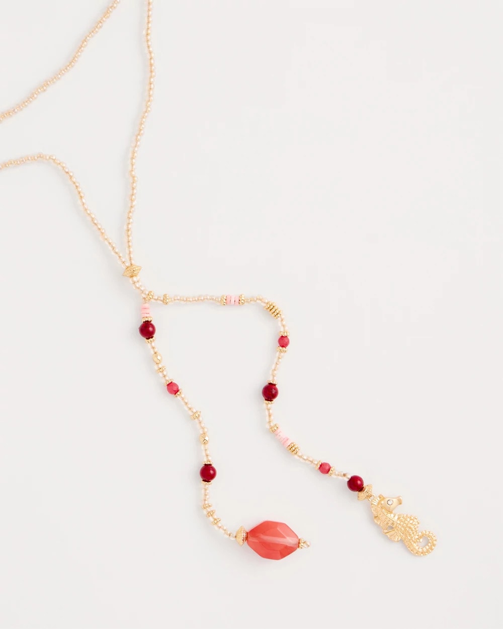 Chico's On Sale Coral Coral Genuine Stone Y-Pendant Necklace