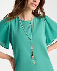 Chico's On Sale Coral Coral Genuine Stone Y-Pendant Necklace