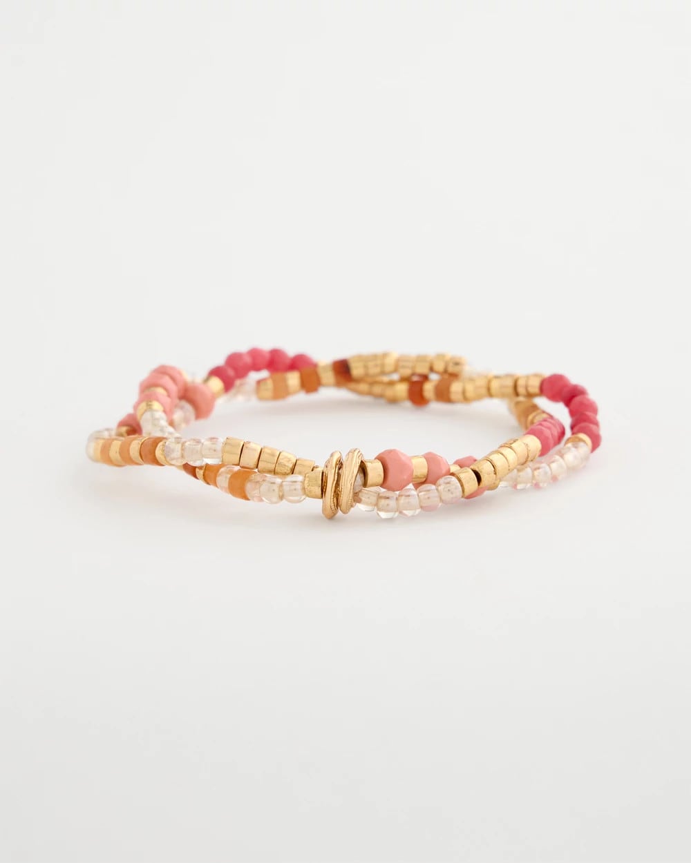 Chico's Online Coral Aventurine Jade Stone Stretch Bracelet
