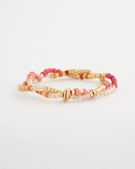 Chico's Online Coral Aventurine Jade Stone Stretch Bracelet