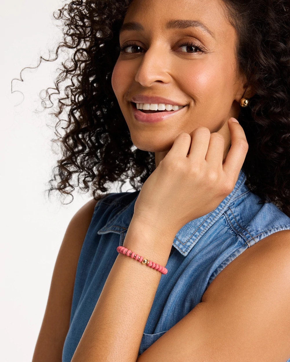 Chico's Discount Coral Coral Inspired Round Stretch Bracelet