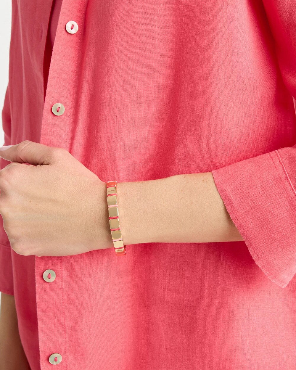 Chico's Sale Coral Glam Goldtone Slice Stretch Bracelet