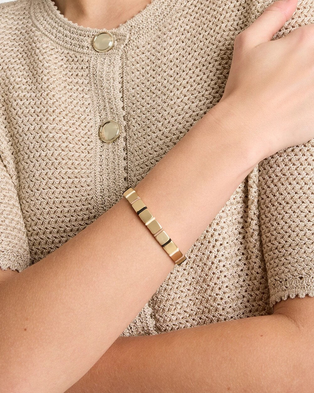 Chico's Outlet Neutral Glam Neutral Slice Stretch Bracelet