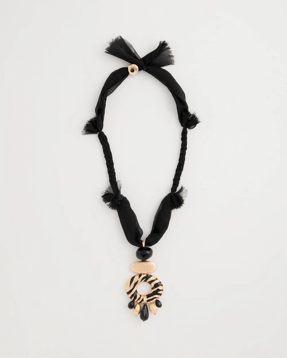 Chico's Outlet Black/Gold Tiger Pendant Necklace