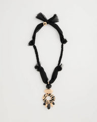 Chico's Outlet Black/Gold Tiger Pendant Necklace