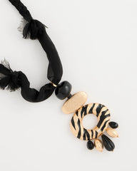 Chico's Outlet Black/Gold Tiger Pendant Necklace