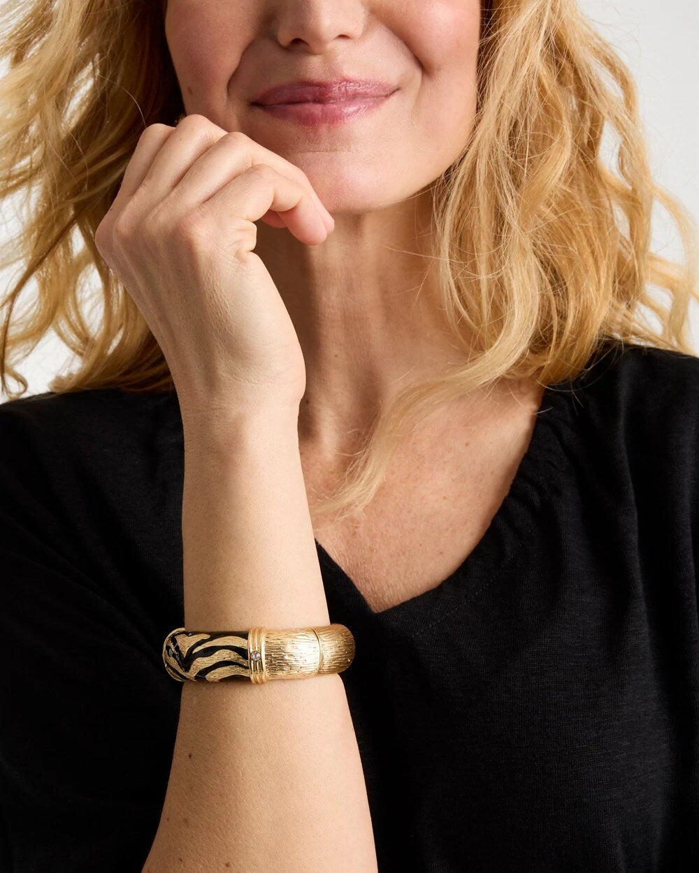 Chico's For Sale Black/Gold Tiger Hinge Cuff Bracelet
