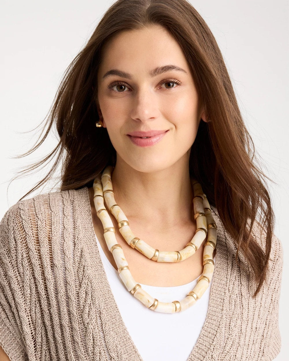 Chico's Online White White Beaded Double-Strand Necklace