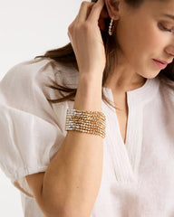Chico's Online Mixed Metals Multi-Strand Beaded Stretch Bracelet