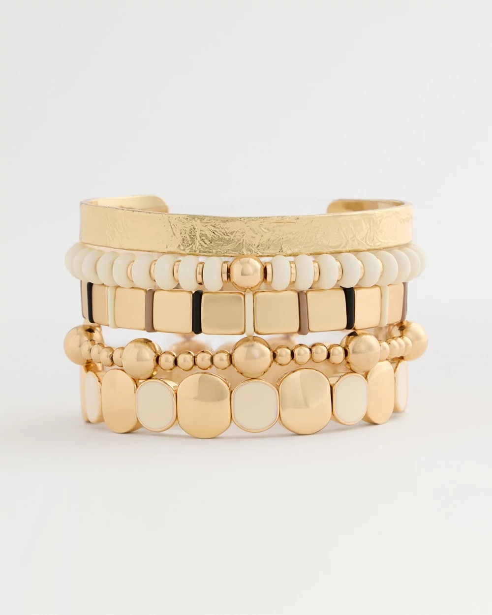 Chico's Outlet White Neutral Round Stretch Bracelet