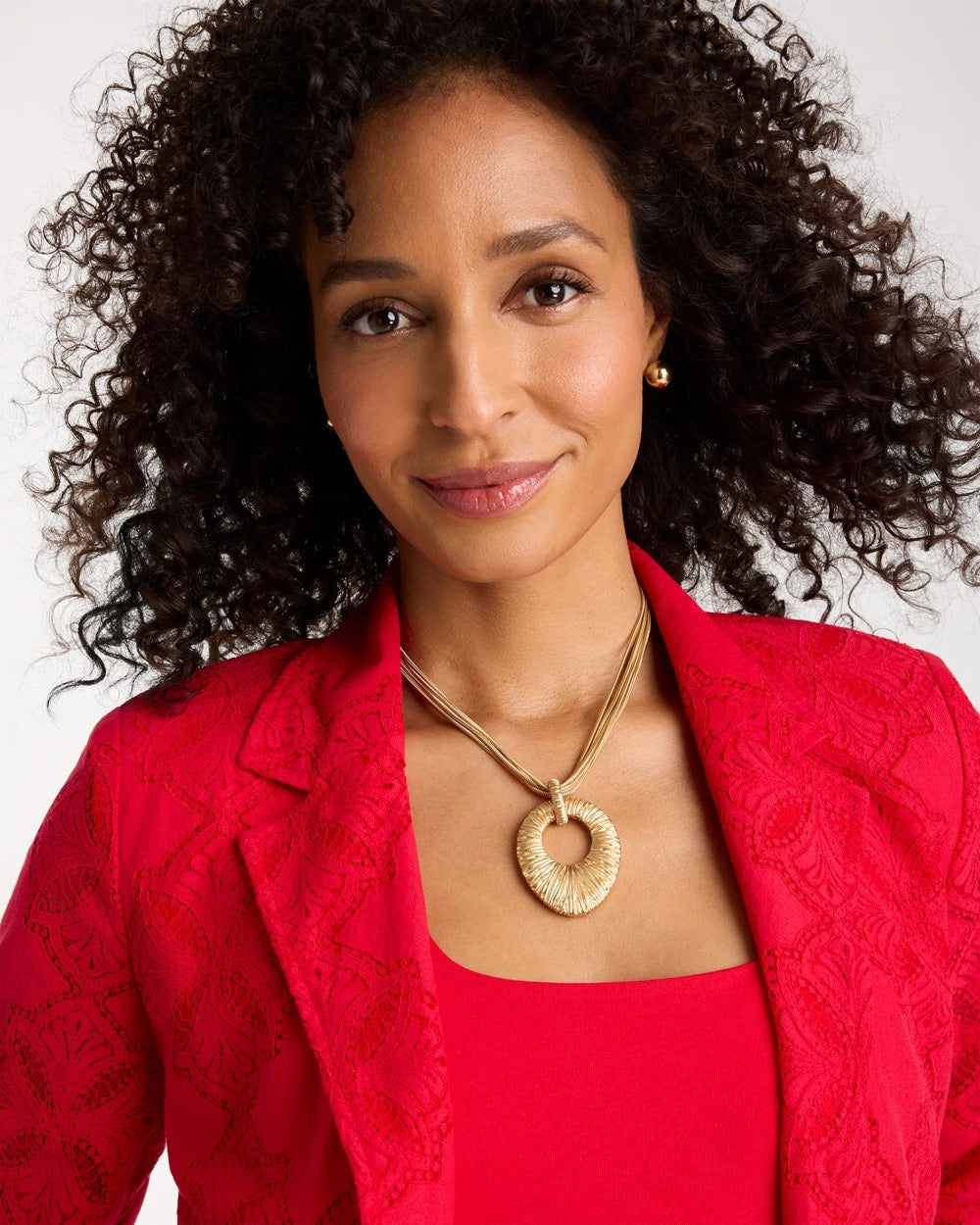 Chico's Online Gold Crinkle Goldtone Pendant Necklace