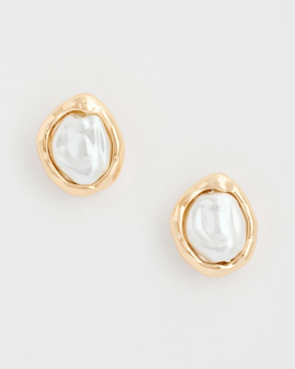 Chico's Discount Gold Pearlescent Golden Rimmed Stud Earrings
