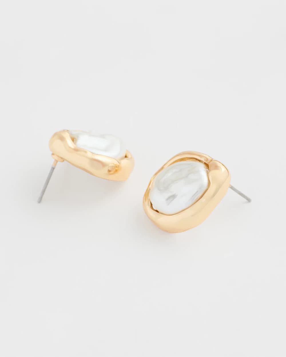 Chico's Discount Gold Pearlescent Golden Rimmed Stud Earrings