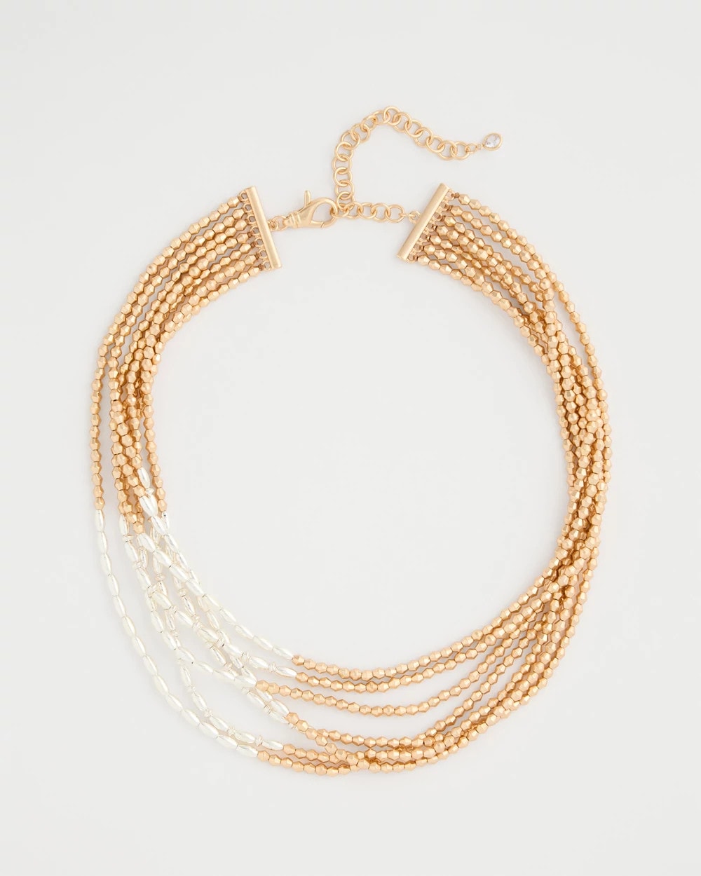 Chico's Outlet Mixed Metals Multi-Strand Beaded Short Necklace