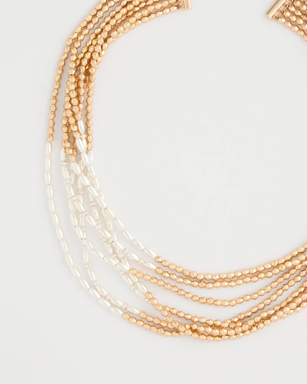 Chico's Outlet Mixed Metals Multi-Strand Beaded Short Necklace