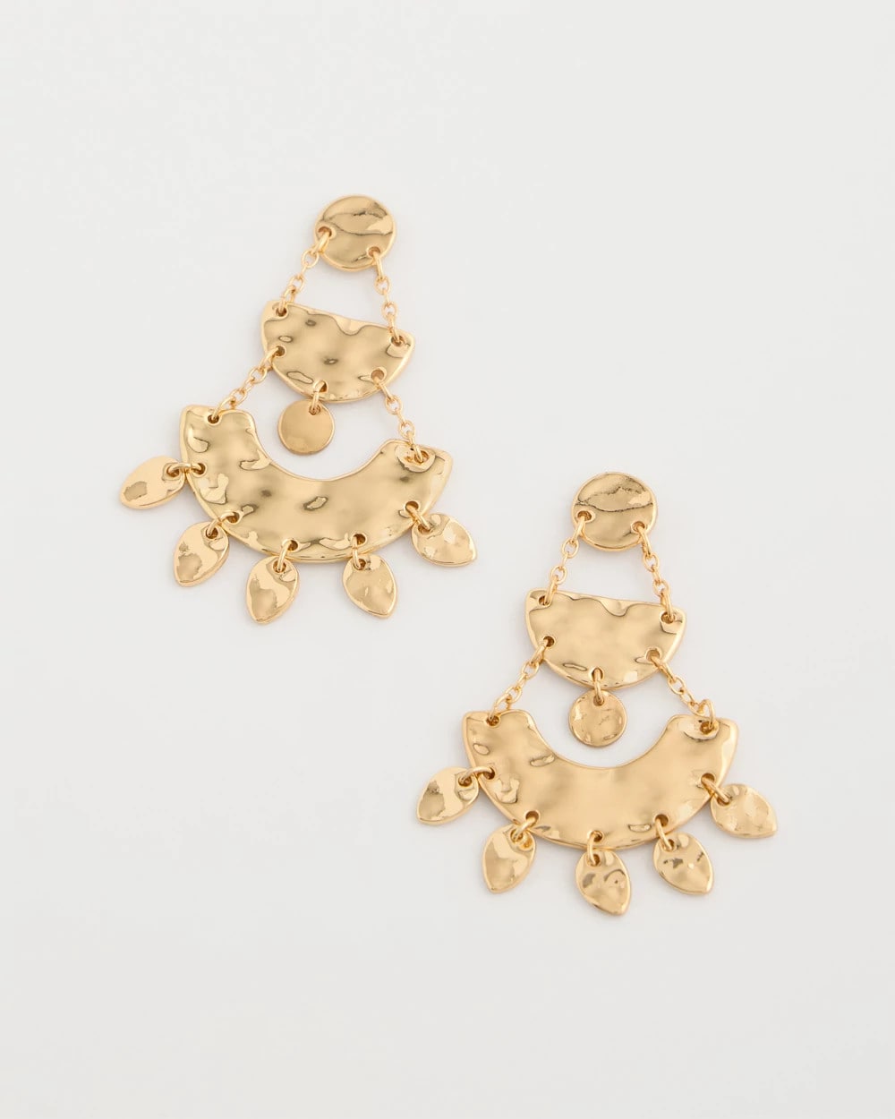 Chico's Discount Gold Hammered Chandelier Earrings