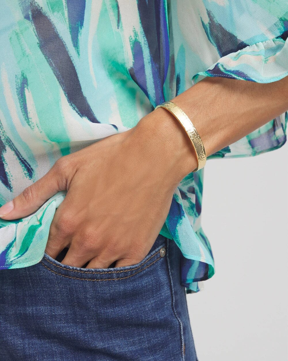 Chico's Outlet Gold Goldtone Flexible Cuff Bracelet