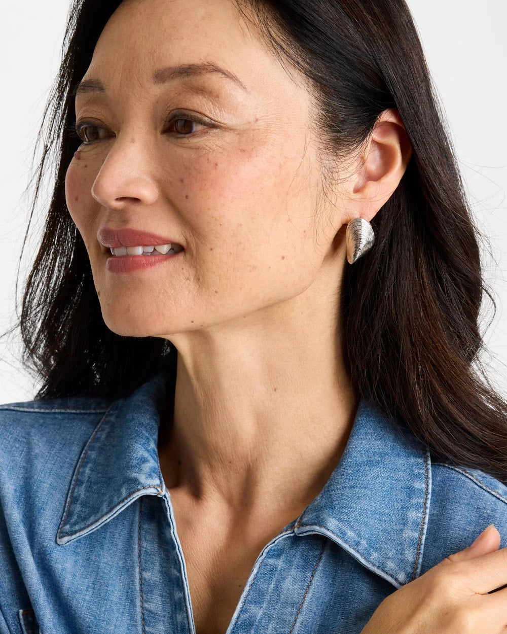 Chico's Discount Mixed Metals Mixed Metal Shell Earrings