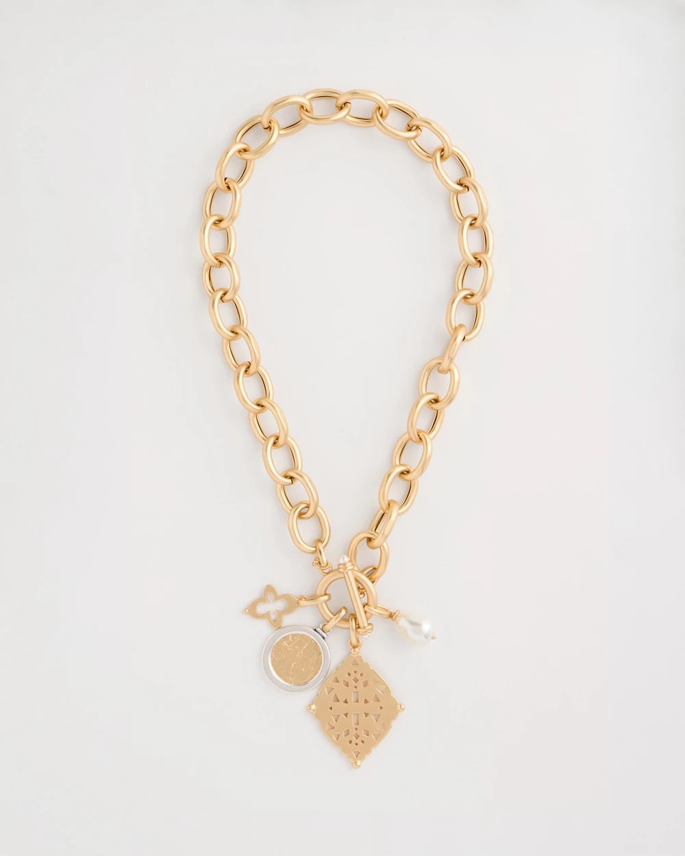 Chico's Online Gold Toggle Cameo Charm Necklace