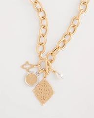 Chico's Online Gold Toggle Cameo Charm Necklace