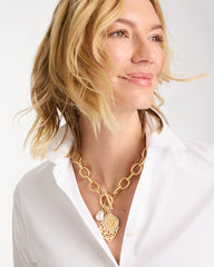 Chico's Online Gold Toggle Cameo Charm Necklace