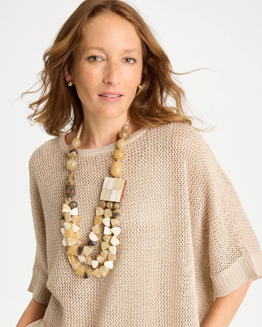 Chico's Outlet Neutral Chico's Originals Faux Horn Geo Necklace