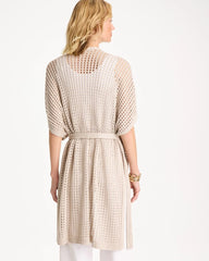 Chico's On Sale Neutral Crochet Knit Belted Ruana